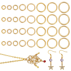 Oro 900 piezas 304 anillos de salto abiertos de acero inoxidable, dorado, 3~10x0.6~1 mm