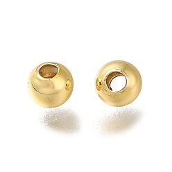 Настоящее золото 18K Стойки обшивки латунные бусины, долговечный, без свинца и без кадмия, круглые, реальный 18 k позолоченный, 4x3.5 мм, отверстие : 1.5 мм