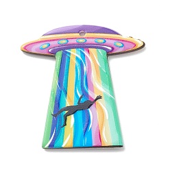 Others Acrylic Extraterrestrial Pendants, UFO, 40x39.5x2.5mm, Hole: 1.8mm