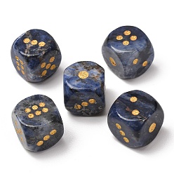 Sodalite Natural Sodalite Dices, Engraved Gold Dot 6 Sided Crystal Stone Dice for Tabletop RPG Board Game, 14~16.5x14~16.5x14~16.5mm
