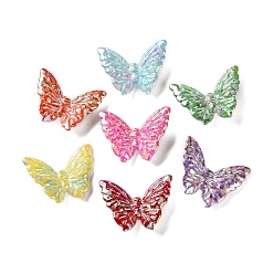 (52) Непрозрачная лаванда Непрозрачные акриловые бусины с УФ-покрытием, радужный, бабочка, с аэрозольным покрытием, разноцветные, 27.5x37.5x8.5 мм, отверстие : 2 мм