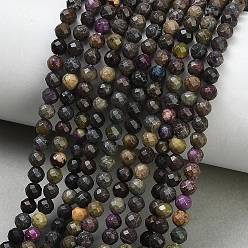 Natural Gemstone Natural Atlantisite Stichtite Beads Strands, Round, Faceted, 4~4.5mm, Hole: 0.7mm, about 93pcs/strand, 15.39''(39.1cm)