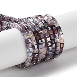 Серо-розавый Градиент цвета гальваника стеклянные бусины нити, сегментированный многоцветный, с покрытием AB цвета, граненые, кубические, увядшая роза, 2.5x2.5x2.5 мм, отверстие : 0.8 мм, около 170~180 шт / нитка, 16.93~17.72 дюйм (43~45 см)