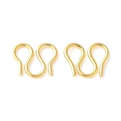 Настоящее золото 18K 304 из нержавеющей стали S-крюк пряжки, реальный 18 k позолоченный, 7x8.5x0.8 мм, отверстие : 2.5 мм