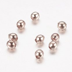 Or Rose Fer perles d'entretoise, sans cadmium et sans plomb, ronde, or rose, 2.5mm, Trou: 1mm