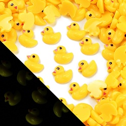 Желтый Светящаяся смола декодирует кабошоны, светится в темноте, утка, желтые, 8x9x3 мм