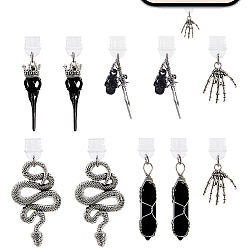 (52) Непрозрачная лаванда 10шт 5 стиль пластиковые мобильные пылезащитные заглушки, с подвесками из сплава и натурального черного кварца, разнообразные, разноцветные, 34~54 мм