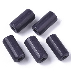 Dark Slate Blue Opaque Glass Bugle Beads, Column, Round Hole, DarkSlate Blue, 23~24x11~12mm, Hole: 4mm, about 85pcs/bag