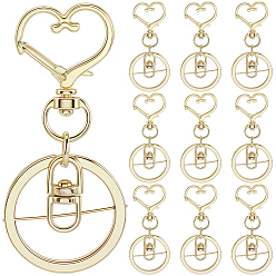 Золотой 18шт. сплав поворотные застежки для брелка, сердце, золотые, 67 мм