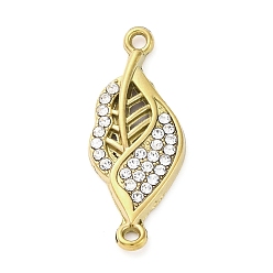 Золотой 304 подвески-фигурки из нержавеющей стали с кристаллами и стразами в виде листьев, золотые, 27x10.5x3 мм, отверстие : 1.5 мм