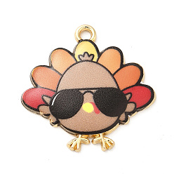 Светло-коричневый Милые подвески из сплава с принтом, золотой свет, без кадмия, без никеля и без свинца, очарование индейки, загар, 26x26x2 мм, отверстие : 2 мм