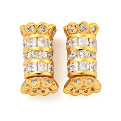 Plaqué 18K Or Véritable 925 argent sterling avec fermoirs à vis en strass, fleur, réel 18 k plaqué or, 11x6x6mm, Trou: 1.2mm
