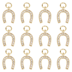 Лошадь 12подвески из латуни с микропаве из кубического циркония, лошадь, 13x10x3 мм, отверстие : 3 мм