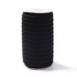 Black (Defective Closeout Sale: Spool was Yellowing) Flat Braided Elastic Rope Cord, Heavy Stretch Knit Elastic with Spool, Black, 13.5~14mm, about 100 yards(300 feet/roll)