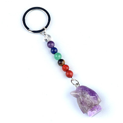 Аметист Аметист брелок, с кварцевым резонатором, аметист, ляпис, авантюрин, красный агат, красная яшма, пингвин, 11 см