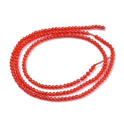 Orange Red Glass Beads Strands, Imitation Quartz, Faceted, Round, Orange Red, 2mm, Hole: 0.5mm,  about 175pcs/strand, 14.9 inch(38cm)
