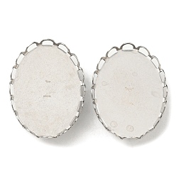 Нержавеющая Сталь Цвет Не тускнеет 304 фурнитура для броши из нержавеющей стали в форме кабошона, овальные, цвет нержавеющей стали, лоток : 25.3x18.5 мм, 19x26x8.8 мм