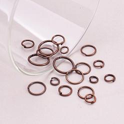 Red Copper 1 Box of Iron Jump Rings, Open Jump Rings, Nickel Free, Red Copper, 18~21 Gauge, 4~10x0.7~1mm, Inner Diameter: 2.6~8mm, about 1600pcs/box