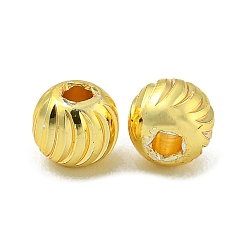 Настоящее золото 18K Латунные бусины с реечным покрытием, долговечный, без свинца, без никеля и без кадмия, текстурированный с круглым, реальный 18 k позолоченный, 4.5 мм, отверстие : 1.6 мм