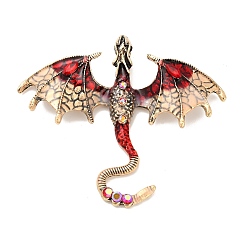 Красный Сплав горный хрусталь большие кулоны, с эмалью, птерозавр, красные, 59x68x8.5 мм, отверстие : 4x7 мм