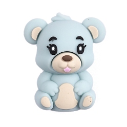 Синий Силиконовые бусины, Малая Медведица, синие, 27.5x22.5x16.5 мм, отверстие : 2 мм