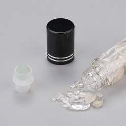 Quartz Crystal Glass Roller Ball Bottles, Essential Oil Refillable Bottle, with Quartz Crystal Chip Beads, for Personal Care, 85x20mm, Beads: 3x11~3x7mm, Capacity: 10ml