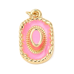 Pink Латунь эмаль подвески, стойки покрытие, долговечный, без свинца и без кадмия, реальный 18 k позолоченный, шарм шляпы, с целью перехода в кольце, розовые, 22x13.5x5.5 мм, отверстие : 3.5 мм