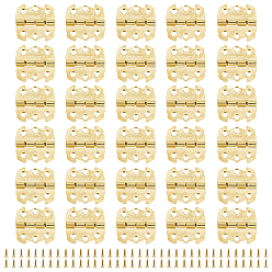 Golden Iron Cabinet Drawer Butt Hinges Connectors, with Replacement Hinge Screws, Wooden Box Accessories, Golden, 29x27x4mm, Hole: 3mm, 30sets