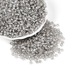 Серебро Серебряные подкладке стекло бисер, двухконусные, серебряные, 3x4 мм, отверстие : 1.5~1.6 мм, Около 9000 шт / фунт