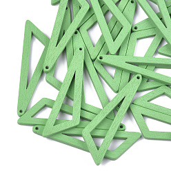 Light Green Painted Poplar Wood Big Pendants, Triangle, Light Green, 55.5x15.5x3mm, Hole: 1.2mm