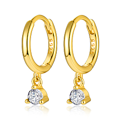 Прозрачный Серьги-кольца из настоящего 18k позолоченного 925 стерлингового серебра, с Цирконом алмазных прелестей, с печатью s925, прозрачные, 17 мм