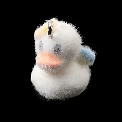 Утка Флокированные подвески из непрозрачной смолы, с платиновыми тоновыми железными петлями, белые, очарование утки, 20x15x17 мм, отверстие : 2 мм