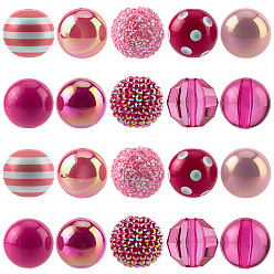 Темно-Розовый 20шт. 10 стили наборы акриловых и смоляных бусин, круглые, темно-розовыми, 19.5~22x18~20 мм, отверстие : 2~3 мм, 2 шт / стиль