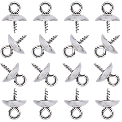 Нержавеющая Сталь Цвет 100шт. 304 нержавеющая сталь винт колышек скобы, за половину пробурено бисера, цвет нержавеющей стали, 10x8 мм, отверстие : 2 мм, штифты : 1.2 мм
