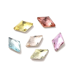 Mixed Color Glass Rhinestone Cabochons, Point Back & Back Plated, Faceted, Rhombus, Mixed Color, 8x5x2mm