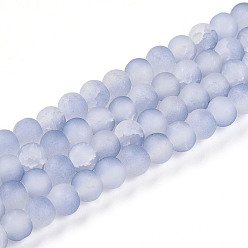 Средний Синий Шифер Стеклянные бусины кракле, круглые, два тона, матовые, средний грифельно-синий, 6~6.5x5~5.5 мм, отверстие : 1 мм, около 147~149 шт / нитка, 31.89~32.28 дюйм (81~82 см)