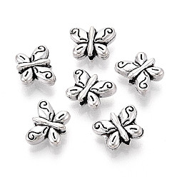 Античное Серебро Сплавочные овальные бусины тибетского стиля , бабочка, античное серебро, 8x4x10 мм, отверстие : 1.2~1.4 мм, Около 1149 шт / 1000 г