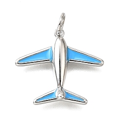 Платина Латунь эмаль подвески, очарование самолета, с целью перехода в кольце, без свинца и без кадмия, стойки покрытие, прочное покрытие, платина, 16x19x5 мм, отверстие : 2 мм