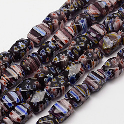 Индиго Ручной работы стеклянная бусина тысячецветник нитей, граненые, кубоид, индиговые, 13~14x8~10x8~10 мм, отверстие : 1 мм, около 26~27 шт / нитка, 14.8 дюйм