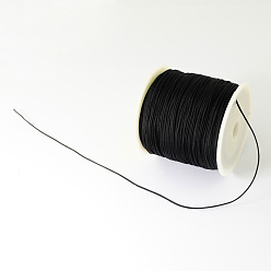 Black Braided Nylon Thread, Chinese Knotting Cord Beading Cord for Beading Jewelry Making, Black, 0.5mm, about 150yards/roll
