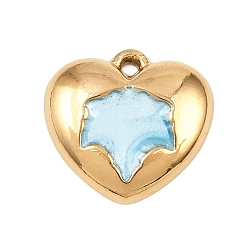 Сердце 304 нержавеющей стальной эмали подвески, ионное покрытие (ip), реальный 18 k позолоченный, сердце, 15x15.5x3.5 мм, отверстие : 1.4 мм