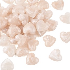 Розовый Непрозрачные акриловые бусины, сердце, T-пробурены, два тона, туманная роза, 22x22~22.5x10 мм, отверстие : 2~2.4 мм, 166 шт / 500 г.