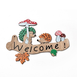 Слово Большие подвески из дерева с односторонним принтом, Осенние прелести, добро пожаловать, слово, 160x221x5 мм, отверстие : 4 мм