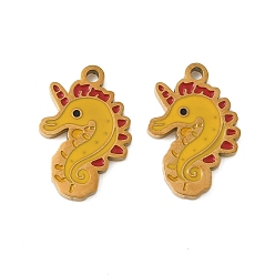 Sea Horse 304 из нержавеющей стали шармы эмали, ионное покрытие (ip), Тема океана, золотые, морской конек, 14.5x9.5x1.5 мм, отверстие : 1.2 мм