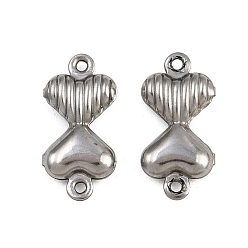 Нержавеющая Сталь Цвет 304 подвески из нержавеющей стали, двойные сердечные ссылки, не тускнеет, цвет нержавеющей стали, 17x8x3 мм, отверстие : 1 мм