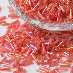 Красный Прозрачные цвета радуги, круглое отверстие, красные, 6~7x1.5~2 мм, отверстия: 0.5 мм, около 12500 шт / мешок