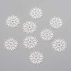 Серебро Латунный филигранный столяр, цветок, серебряный цвет гальваническим, 16x0.7 мм