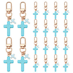 Золотой 20шт. крест синтетическая бирюза и эмалированный сплав подвесные украшения, с поворотными застежками сплава, золотые, 70 мм