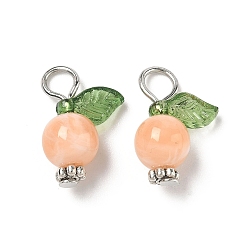 Оранжевый Акриловые подвески, с железными штифтами с плоской головкой, фруктовые прелести, оранжевые, 15x11.5x7.5 мм, отверстие : 2 мм