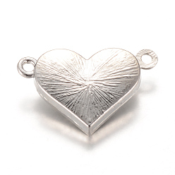 Platinum Alloy Magnetic Clasps with Loops, Heart, Platinum, 16x25x6.5mm, Hole: 1.5mm